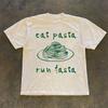 Camiseta ZX TEE Eat Pasta Run Fasta Camiseta Amante de Massa Camiseta Amante de Comida Presente Para Amigos Presente de Aniversário Slogan Engraçado Tops de Moda Unissex