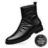 Genuine Leather Men Boots High Quality Cowhide Leather Boots Fashion High Top Motorcycle Boot Men's Business Casual Dress Boots