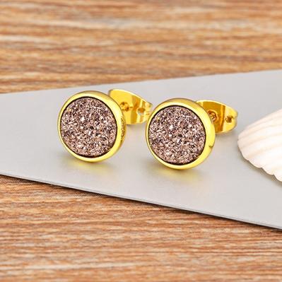 

Nidin New Simple Trendy 8 MM Beads 6 Colors Geometric Round Mineral Stone Stud Earrings For Women Fashion Cute Ear Jewelry Gifts бронзовий