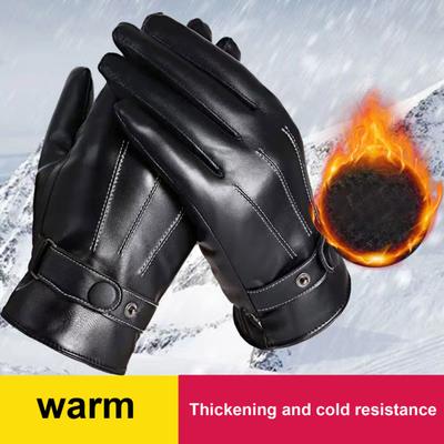 1 paar Männer Touchscreen Handschuhe Einfarbig Tragen Beständig Winddicht Verdickt Plüsch Isolierte Winter