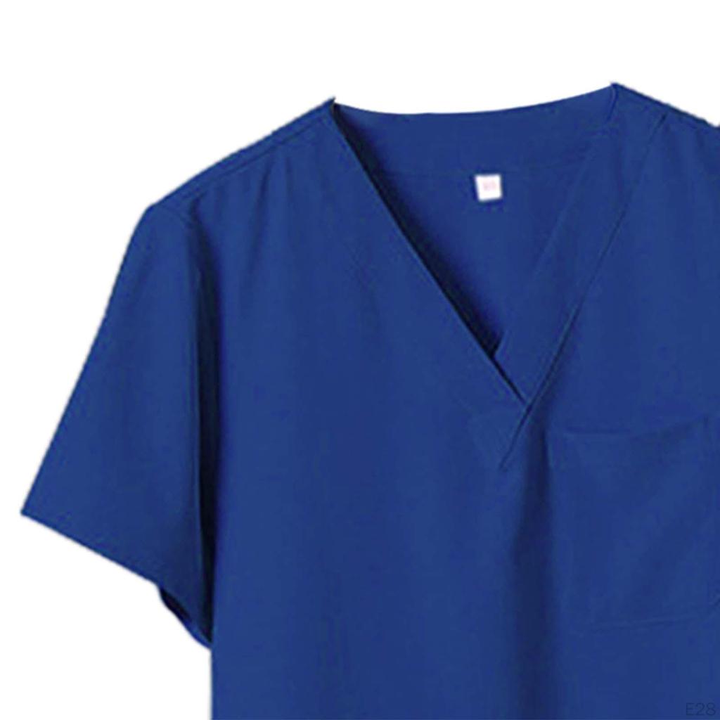 Herren Damen Scrub Set Krankenschwester Kostüm mit Taschen V-Ausschnitt T-Shirt Atmungsaktives Oberteil Jogginghose Uniform