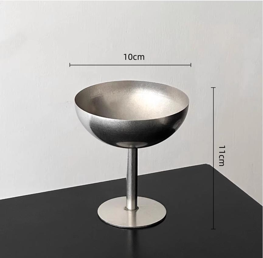 BRStainless Steel Dessert Bowl Silver Tall Ice Cream Cup Dessert Tray Tableware Pudding Plate Milkshake Cup Metal BowlEY