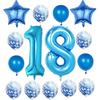 18th Birthday Decorations Party Supplies,Blue Number 18 Balloon,40 Inch Giant Foil Mylar 18th Balloons Decorations for Boy Girl,Large Helium Numbers