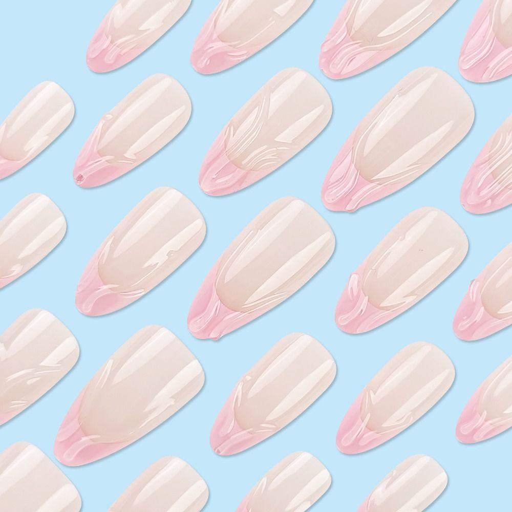 24/30 Stück/Karton 3D Blume Schleife Herz Vollabdeckung Falschnägel mit Gelee-Aufklebern Leopardenmuster Falsche Nägel Press-on-Nägel Für Frauen Mädchen