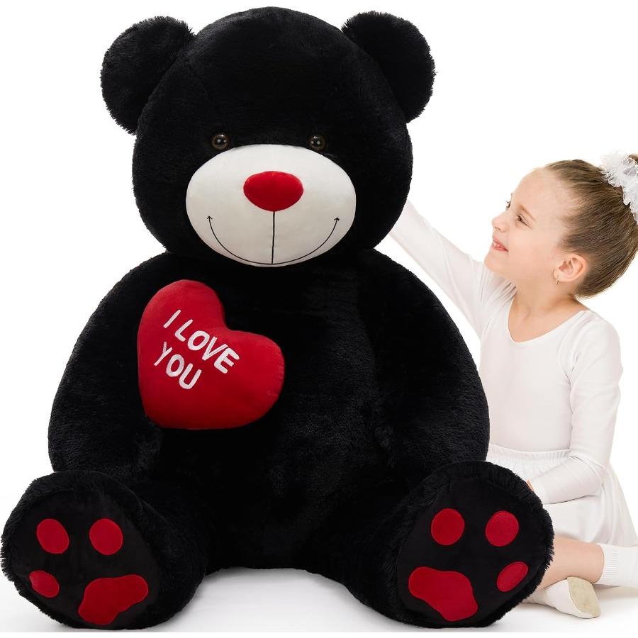 4.3 Feet Giant Black Teddy Bear Stuffed Animal Plush Toy Valentine Gift for Girlfriend Wedding I Love You United States