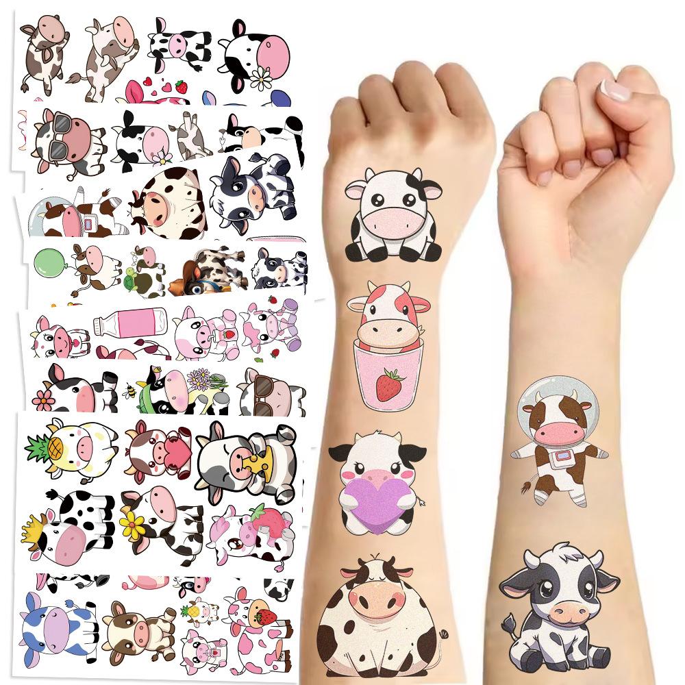 New Colorful Cow Tattoo Stickers Waterproof Party Party Gift Funny Fun Face Stickers