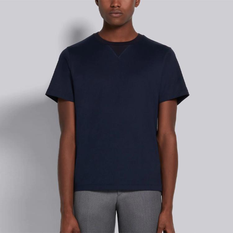 THOM BROWNE T-Shirts Men's Navy Crew Neck Moderate MJS143A-00042-415