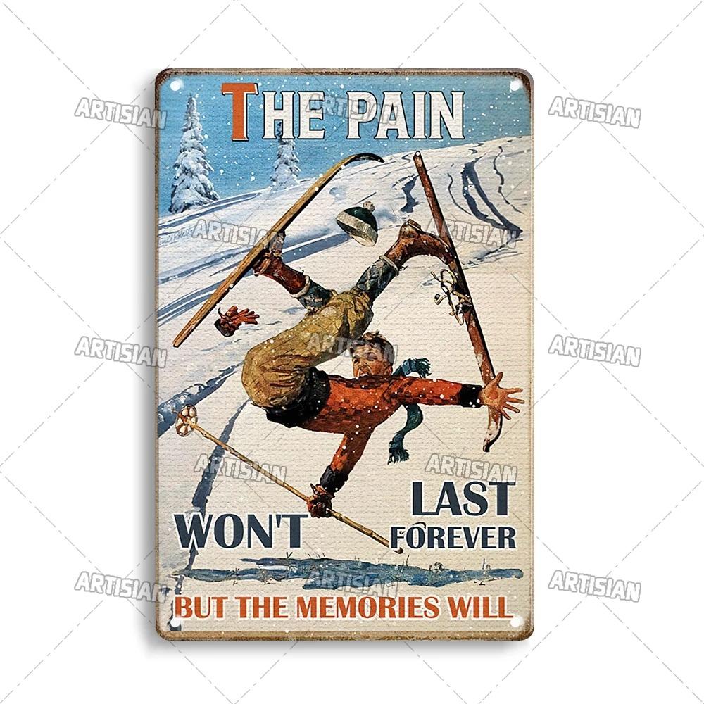 ArtisianSkiingMetalSign Artisian Skiing Metal Sign - Snowboarding/Sledding Sport Tin Plate, Garage/Bar Wall Decor