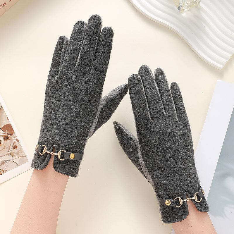 Cashmere Thermal Gloves for Women's Autumn and Winter Touch Screen Sub-fingers Korean Version of Fashion