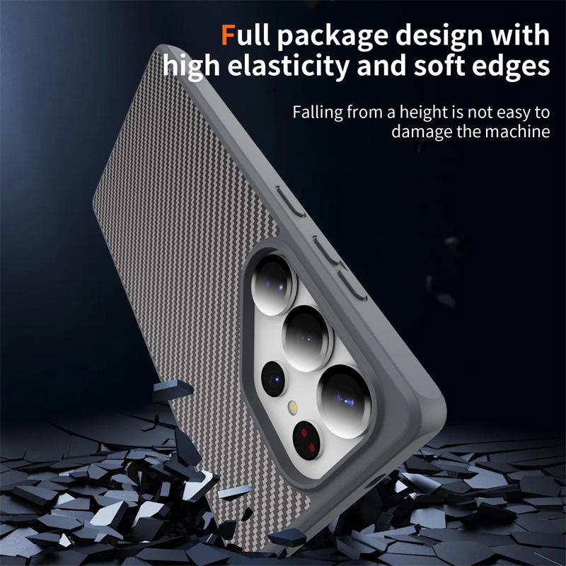 Samsung S25 Ultra Carbon Fiber Magnetic Case - Compatible with S24, S25, S23Plus, S21+ with Skin-like Feel