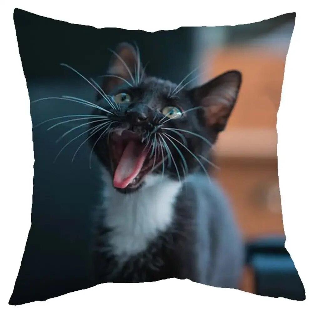 Cute Little Lazy Cat Living Room Sofa Decorative Cushion Cover Square Pillowcase Elegant and Fashionable Home Design 45x45cm