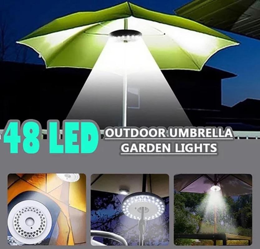 48 Led Outdoor Umbrella Night White Lamp Pole Light Ideal For Patio And Garden Settings