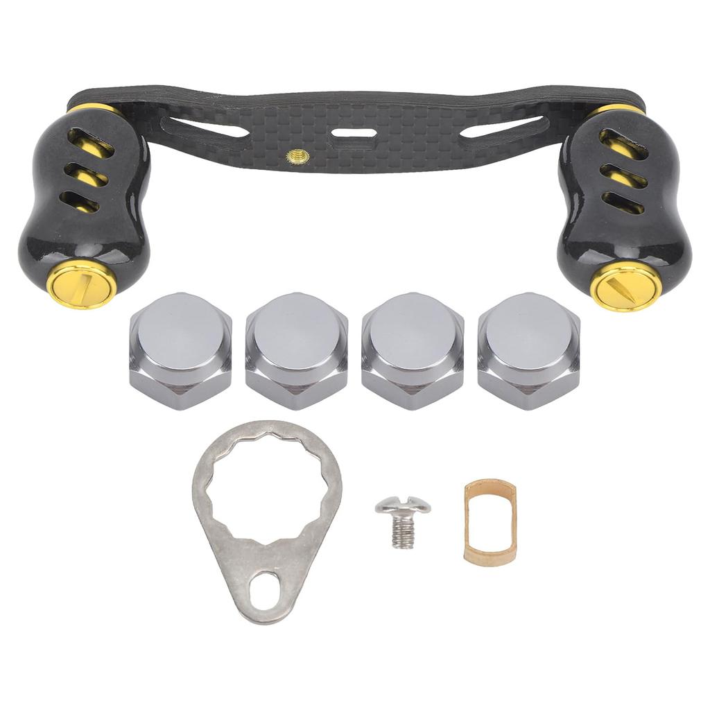 J-ouuo Fishing Reel Handle, 85mm Carbon Fiber Double Handle, Baitcasting Replacement, D S A (Gold)