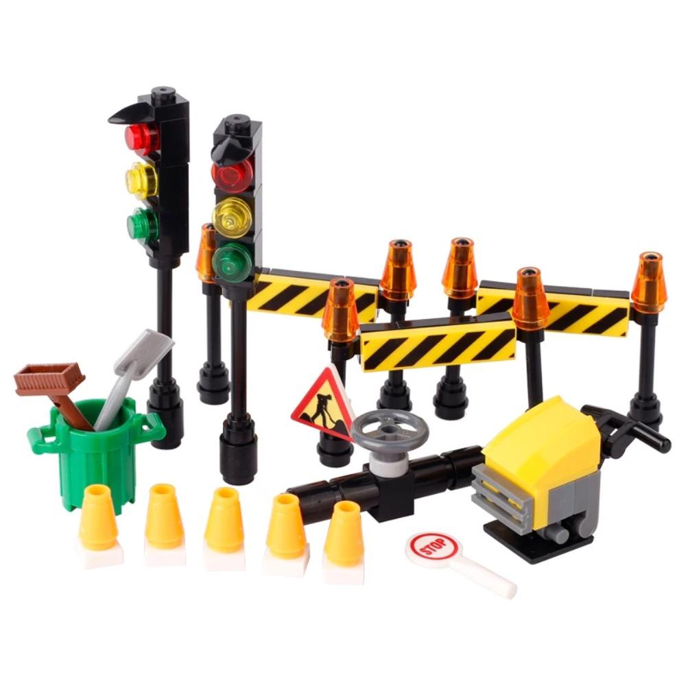 City Food Street View Vendor Hot Dog Roadside Stand Building Blocks Ice Cream Newsstand Flower Shop Trash Can Toilet Bricks Toys