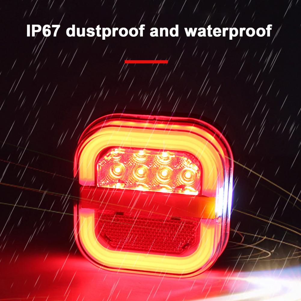 For Truck UTV ATV Van Square 12V 24V Car Tail Lamp Car Accessories License Plate Lamp Taillight Turn Signal Indicator 28 LED