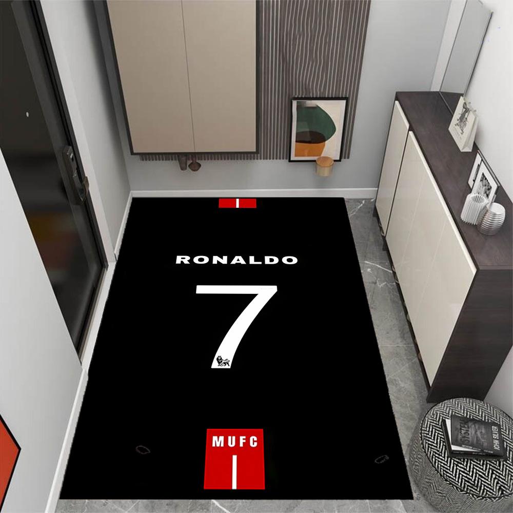 Ronaldo's Legendarische Nummer 7 Thema Anti-Slip Vloerkleden - Polyester Woondecoratie, Geschikt voor Slaapkamers, Woonkamers, Entrees, Studio's en Decoraties