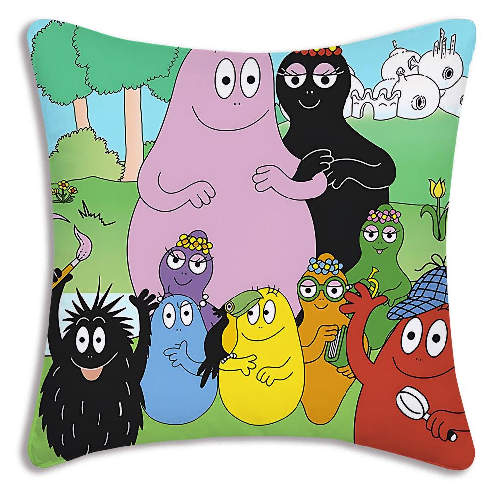 Anime B-Barbapapas Pillow Covers Cartoon Sofa Decorative Home Double-sided Printing Short Plush Cute Cushion Cover