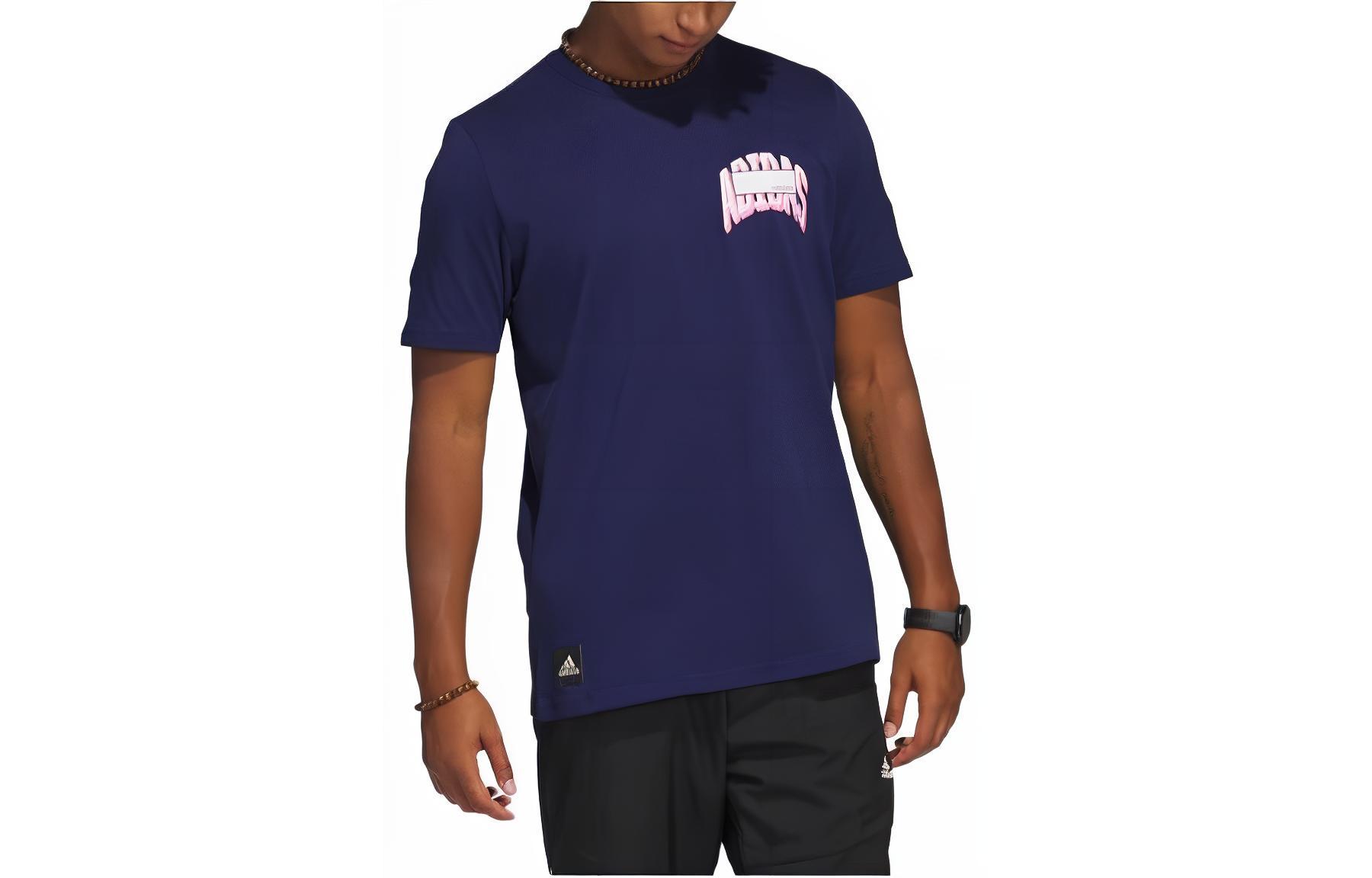 Adidas T Shirts Men s Dark Blue Crew Neck Moderate Straight Fit H54655 M
