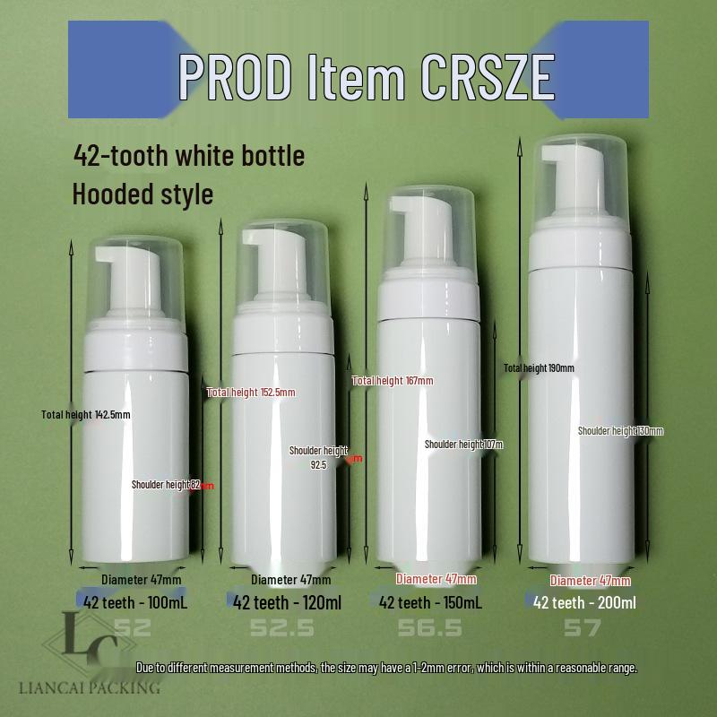 In-Stock Transparent PET Foam Mousse Bottle for Makeup Remover & Facial Cleanser, 100mL/120mL/150mL, 200g Capacity.