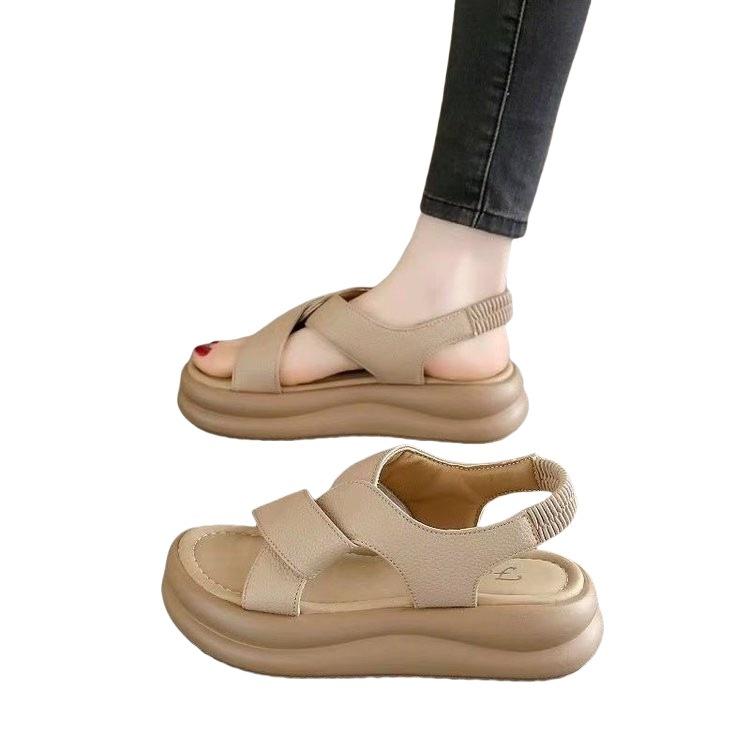 Rome with skirt sandals women's summer wear 2025 new fashion fairy style thick sole heightening high-end beach shoes