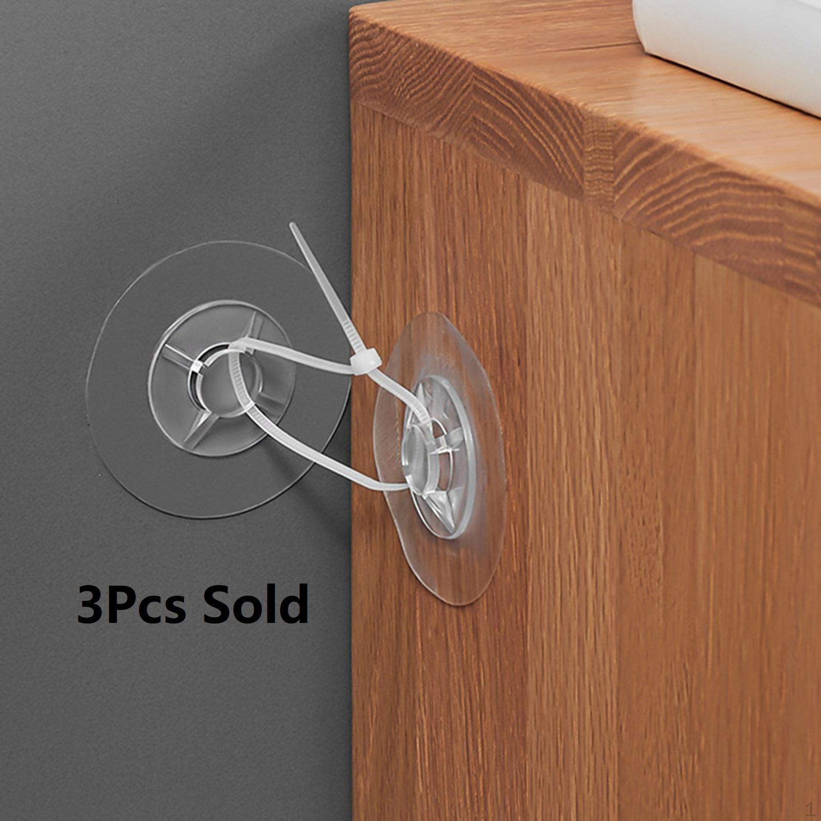 

3x Adhesive Punch- Anti-Tip Furniture Wall Anchor for Child Adjustable Straps Latches Kit