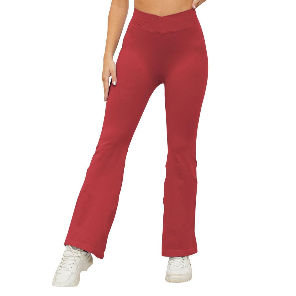 Women's Flared Cross Waist Tummy Tucking Hip Lifting Fitness Running Sports Casual Yoga Pants