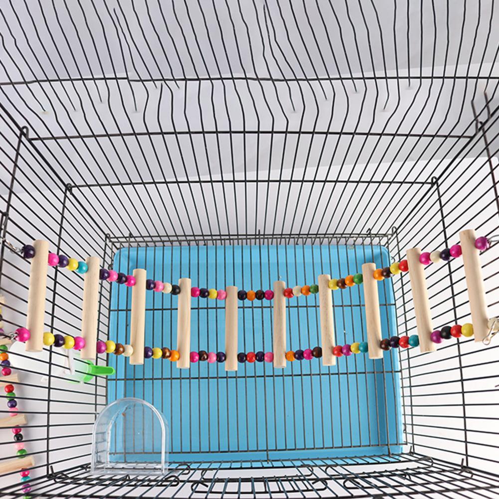Bird Ladder Colorful Beads Swing Combination Bird Toy Parrots Chewing Training Toy Pet Bird Hanging Hammock Bird Climbing Ladder