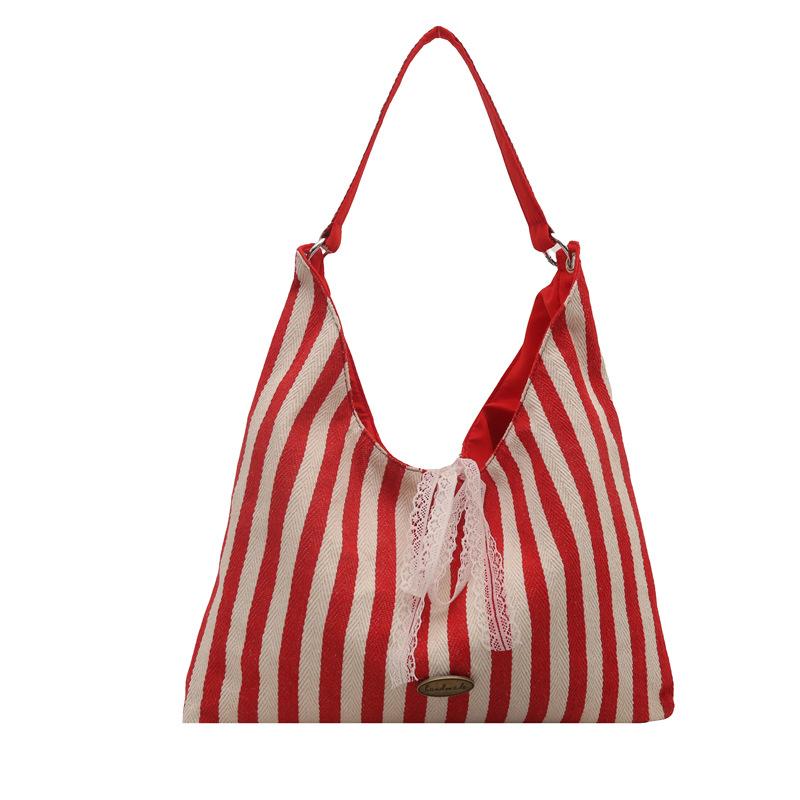 Fashion and Popular Double-sided Striped Tote Bag, Simple Niche Design, Underarm Bag, Foreign Style Large-capacity Shoulder Bag