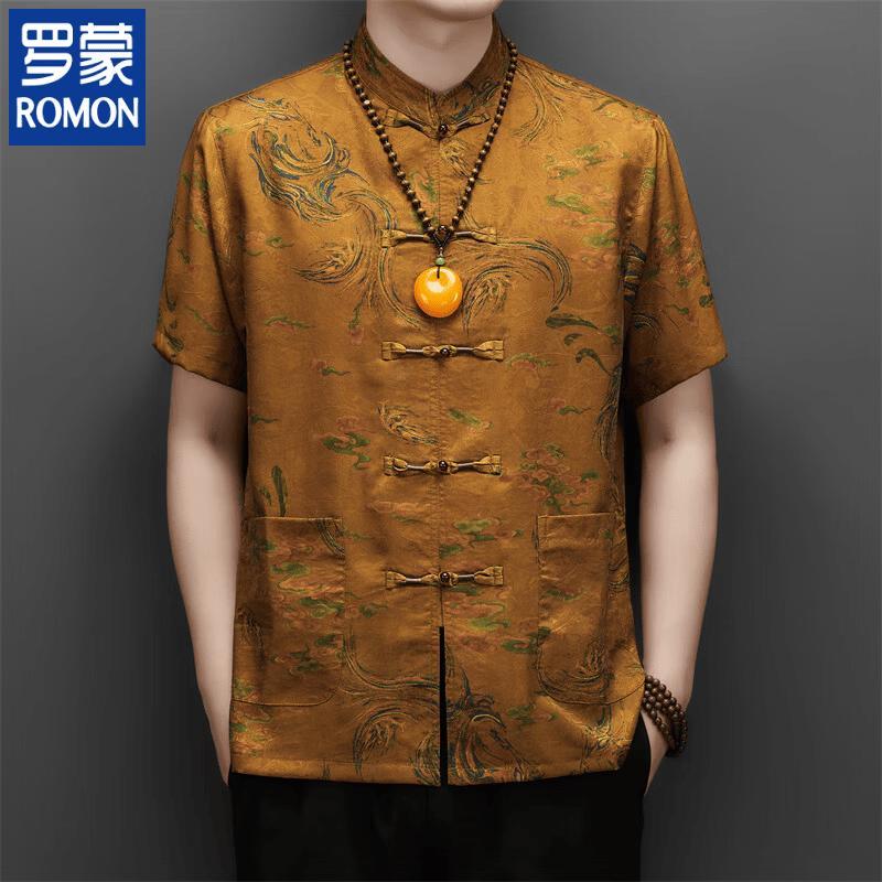 

ROMON Men s Chinese Style Floral Short-Sleeve Shirt 42/185