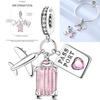 Inlaid Zirconium Sun 925 Silver Travel Balloon Butterfly Love Family Sister Heart Charm Fits Women Jewelry