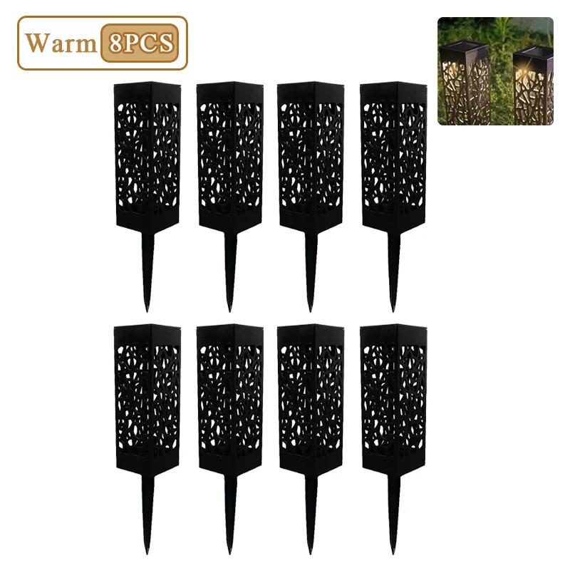 1-8PCS Outdoor Solar Lights Waterproof LED Hollow Pattern Garden Lamp Auto Sensor Pathway Lighting for Yard Patio Decoration