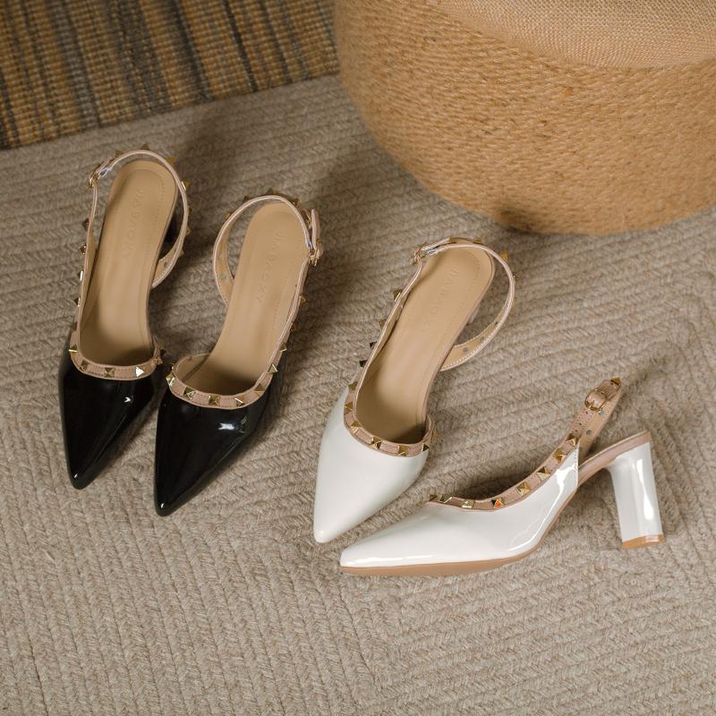 Summer Pointed Toe Women High Heels Fashion Shallow Female Slingback Pumps New 2025 Footwear Ladies Mid Heels Sandals 157