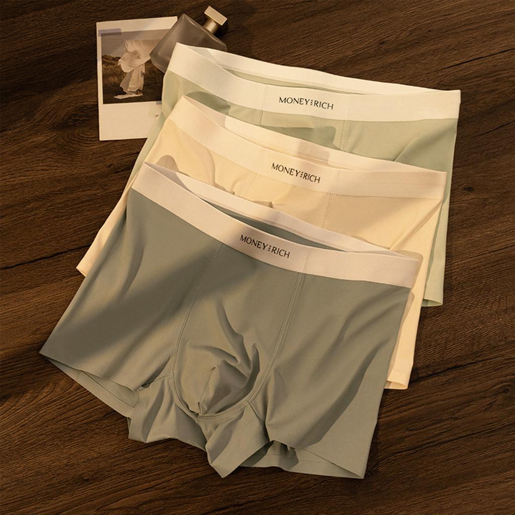 Men's Seamless Boxer Briefs Thin Breathable Underwear Lightweight Stretch Fabric Comfortable Fit 3-Pack Set