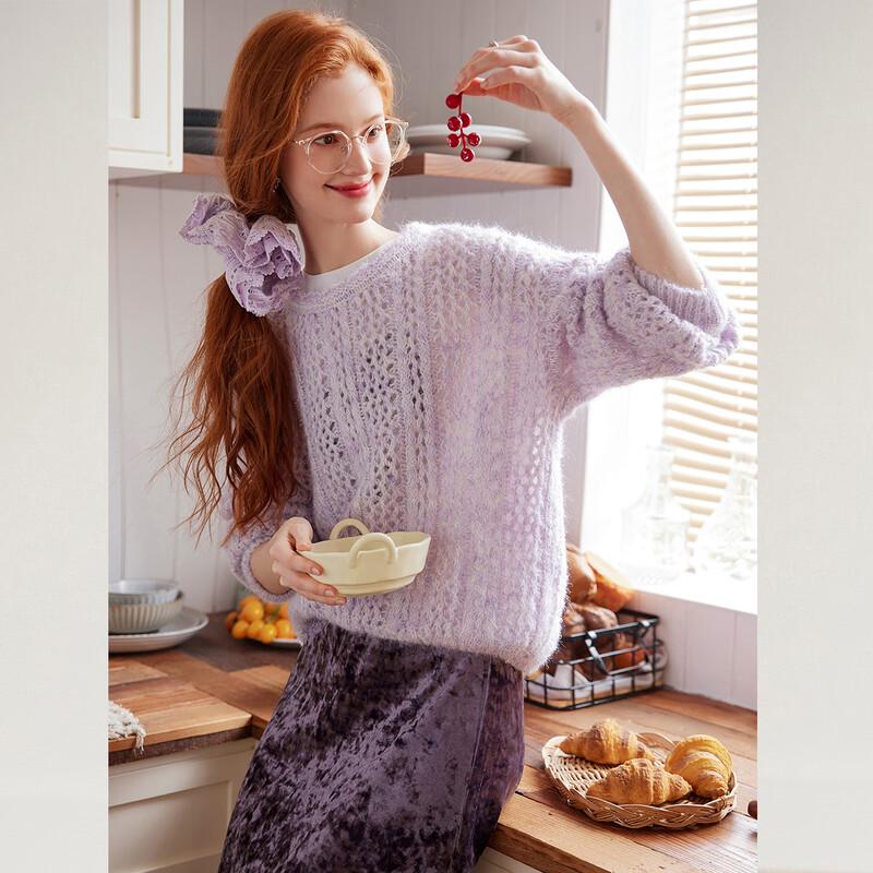 

Bailuyu Women s Gentle Hollow Out Knit Pullover M