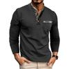 European and American Style Men’s Autumn and Winter Shirt Long-sleeve Henley Shirt Buttoned Double-collar Top