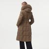 Tanbor Women's Long Goose Down Jacket with Detachable Fur Hood