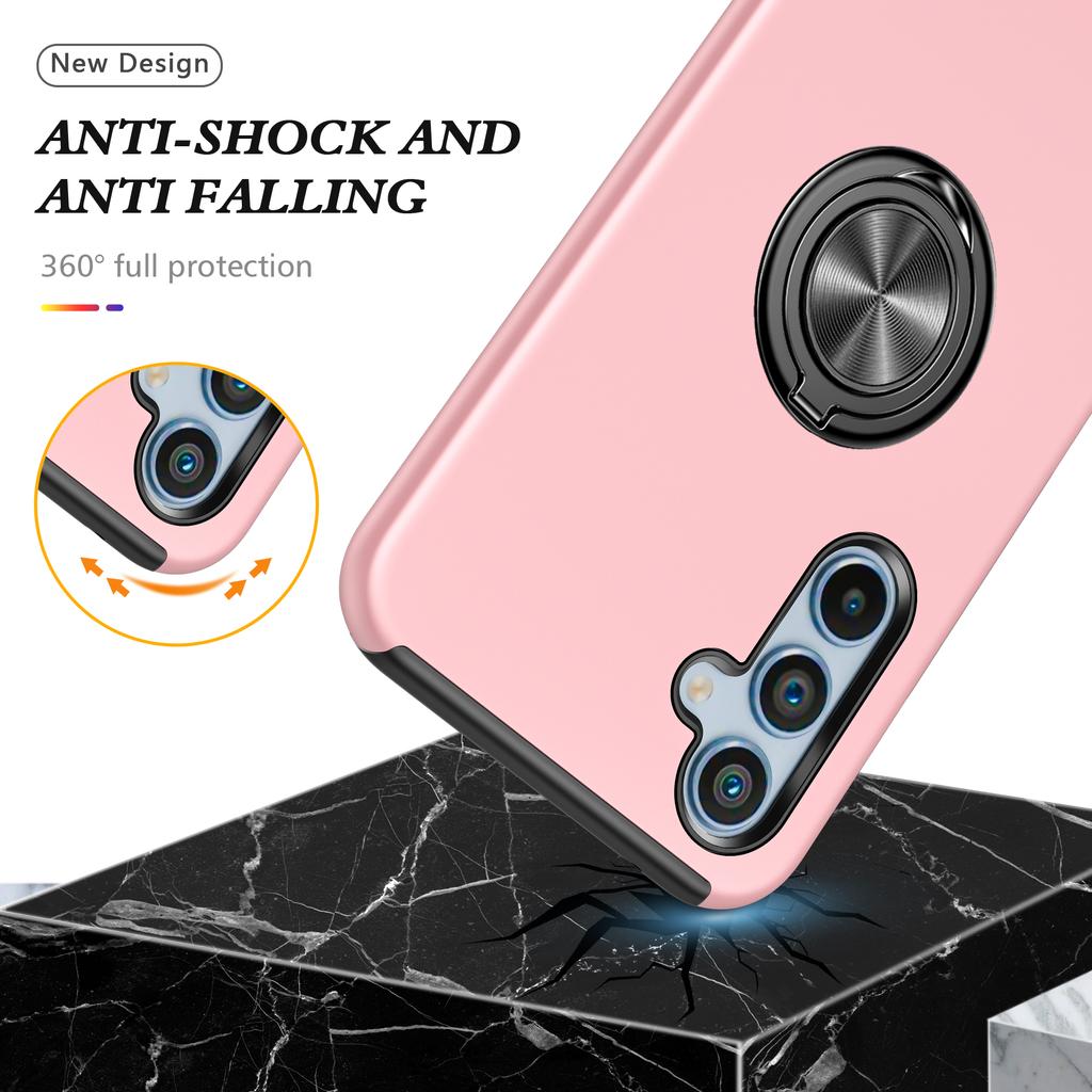 For Samsung Galaxy S24 FE Case PC+TPU Phone Cover with Rotatable Ring Holder