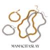 MamacitaSlay Rectangular Chain Necklaces 18K Gold Plated Silver Color Bracelets 2026 Trend Women's Stainless Steel Jewelry Set