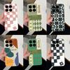 For Xiaomi 17 Pro 14T 15 15T Poco M7 M8 F7 F8 C71 C75 Case Fashion Checkered Patterns Liquid Silicone Lens Anti Slip Protective Cover For Xiaomi Shell