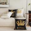 Black and White Two-color Crown Hot Stamping Pillowcase Letter Print Home Sofa Bedside Cushion Bay Window Pillow