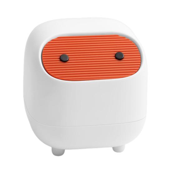 Desktop Trash Can with Folding Cover Press-Type Opening Mechanism Compact Size Cartoon Shape Trash Bin