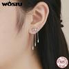 WOSTU New Arrival 925 Silver Dazzling Star Tassels Drop Earrings For Women Fashion Silver Jewelry Gift For Wife CQE399