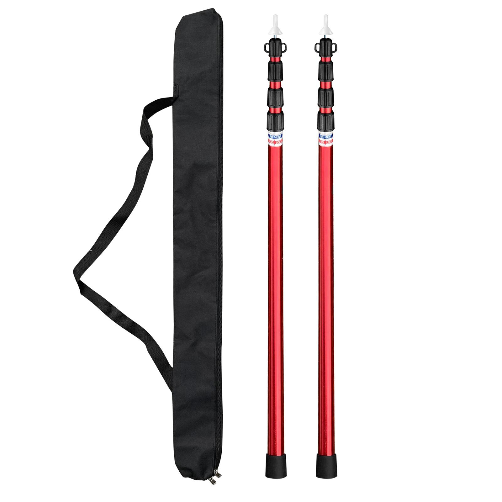 Stâlpi telescopici pentru prelată, stâlpi reglabili pentru cort de camping, stâlpi portabili ușori din aluminiu pentru cort 2 poles roșu