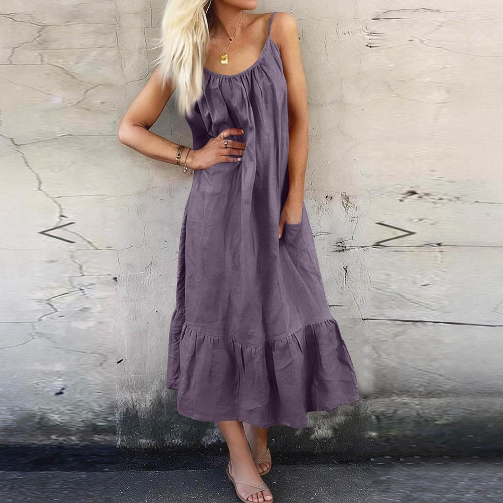 Women's Backless Strapless Dresses, Backless Loungewear Dress, Sleeveless, House Dress, Long Dress With Back Bow