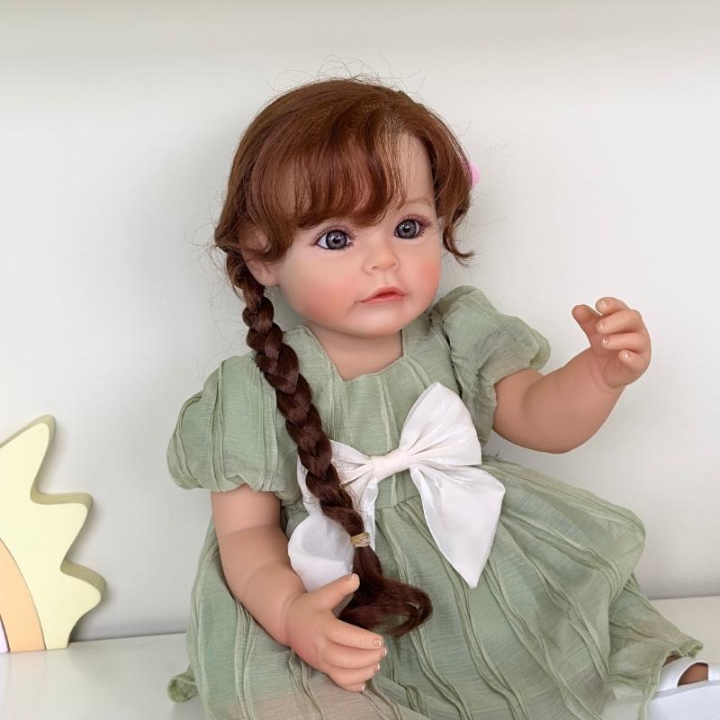 22Inch Reborns Baby Doll Silicone Full Body Toddler Girl Realistic Cute Waterproof Doll with Clothes and Accessory