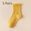 5 Pairs of Women's Summer Thin Wooden Ear Side Pile Socks