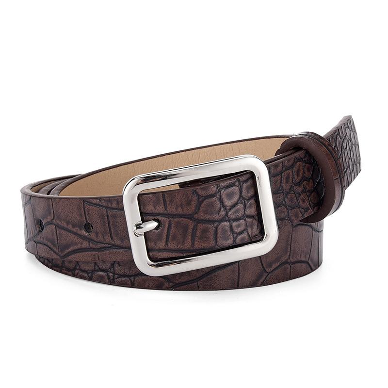 Belt Women'S Candy Color Crocodile Pattern Decorative Jeans Belt Simple Sun Buckle Casual Ladies Belt