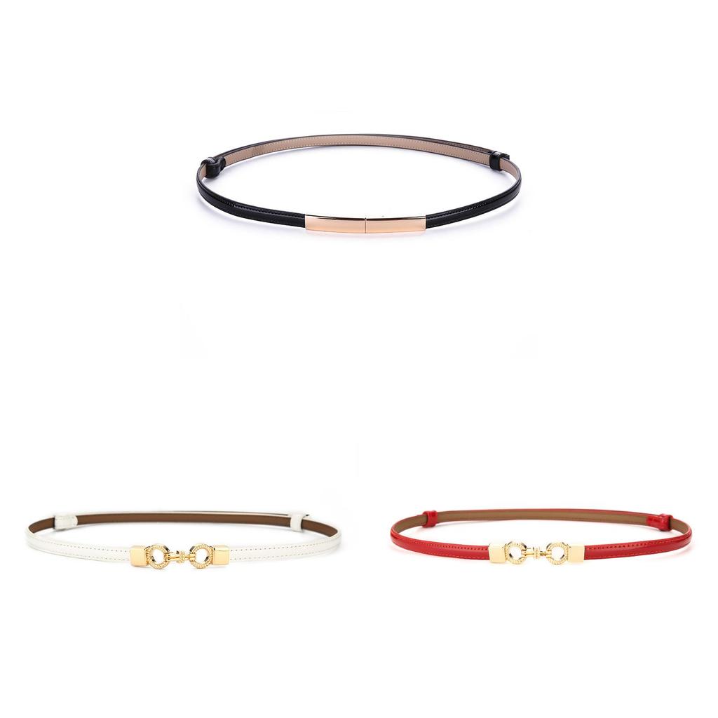 Genuine Leather Womens Slim Belt With Alloy Buckle For Office Wear And Dresses