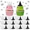Pack of 24 Plastic Witch Hat and Crowns Cake Toppers for Birthday Party Halloween Decorations Cupcakes Accessories