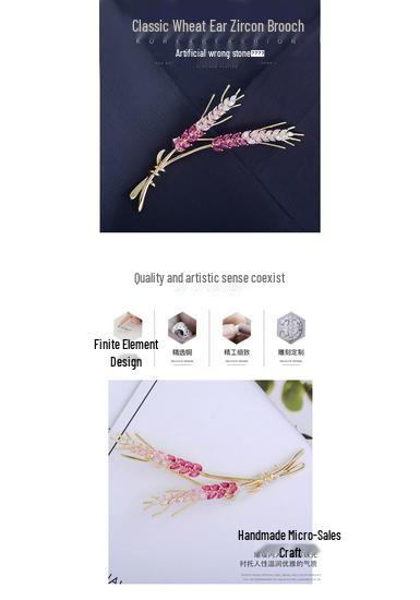 Elegante Weizenähren Zirkon Brosche - Modisches Anstecknadel Zubehör für Damen